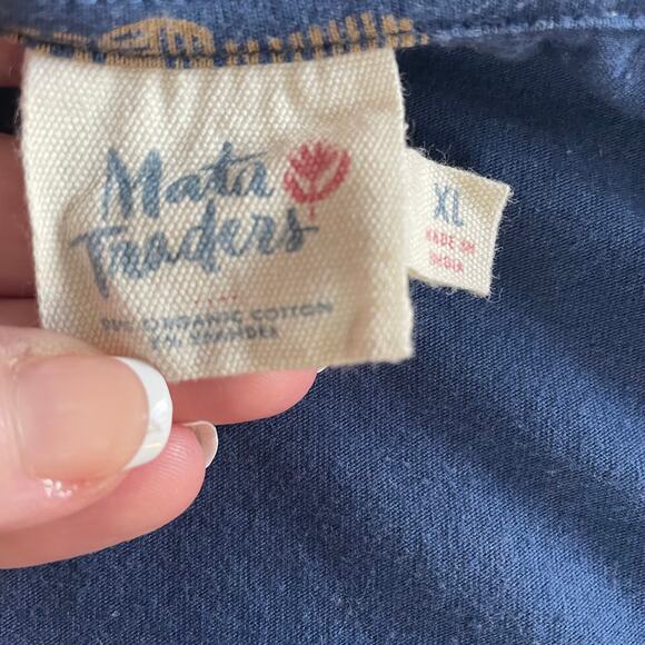 Mata Traders Shift Dress XL Organic Cotton Pockets Elephants Fair Trade - Picture 4 of 6